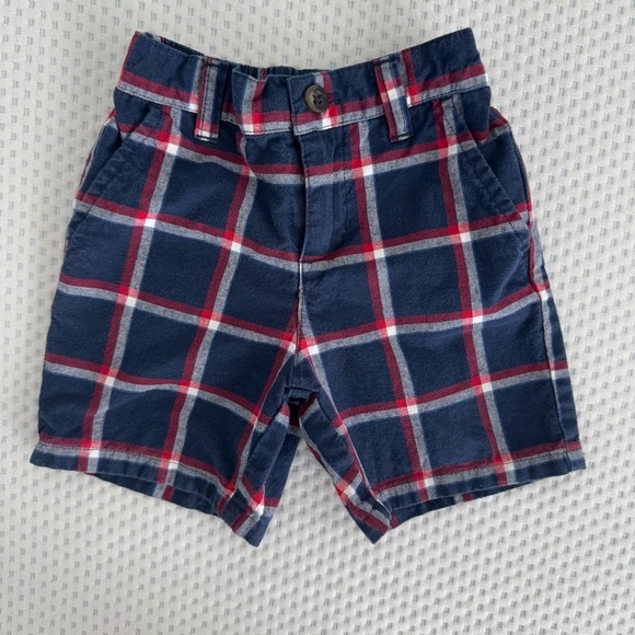 Janie and Jack boys navy plaid shorts in size 12-18m - Picture 2 of 7